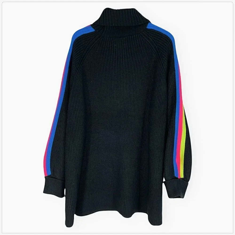 Future Collective Kahlana Barfield Brown Neon Striped Turtleneck Sweater NWT 4X